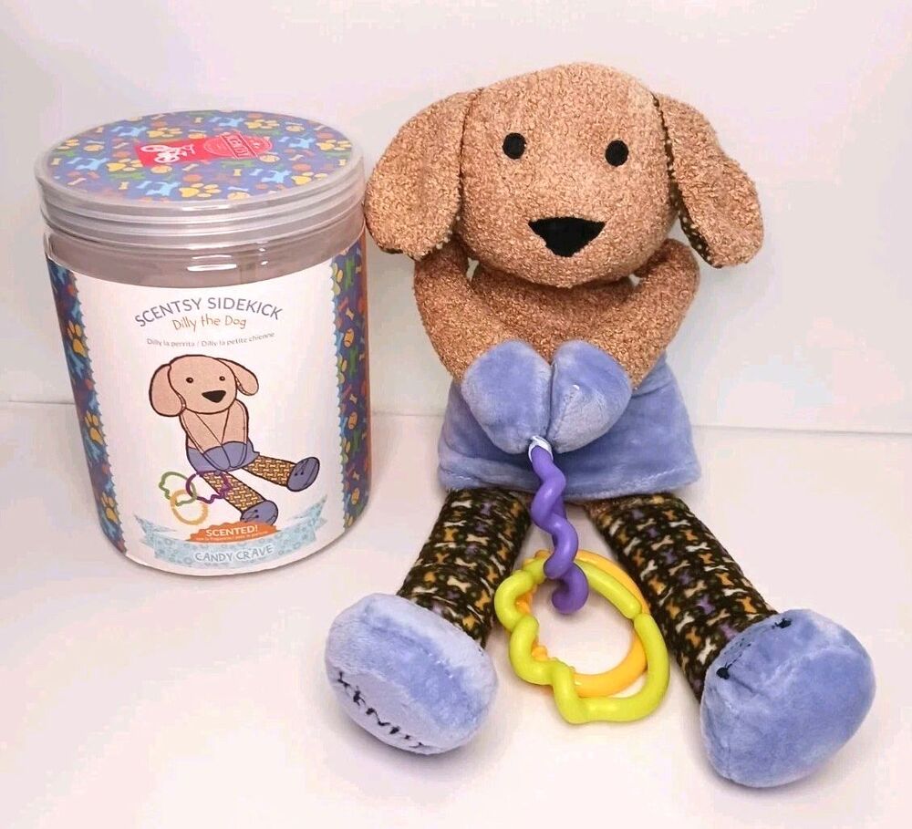 NEW Scentsy Dilly The Dog Sidekick Plush Scented Brown Crinkle Baby Toddler Toy